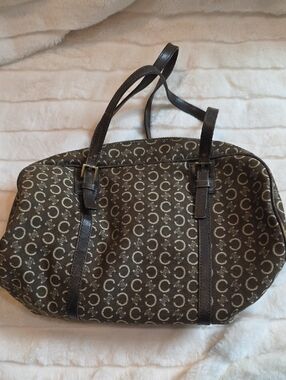Vintage Celine Tote Handbag in Brown and Cream